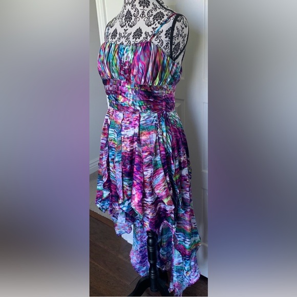 Steppin’ Out Satin High/Low Prom Dress - 13/14 - Multicolored - Used - Picture 2 of 8